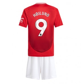 Manchester United Rasmus Hojlund #9 Hemmakläder Barn 2024-25 Kortärmad (+ Korta byxor)